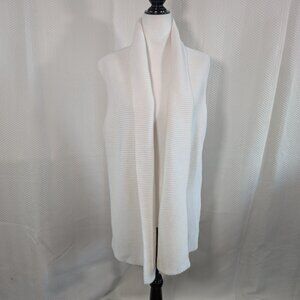 GAP for good Knit Textured Shawl-Collar Cardigan Vest White Cotton Large Cozy